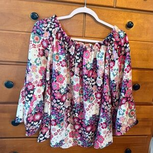 Floral Print Off-Shoulder Blouse M/L